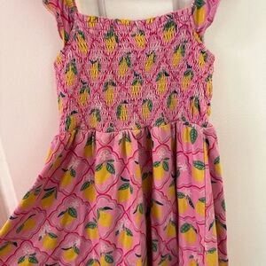 Mini Boden Pink Fit and Flare Dress with Lemon Print